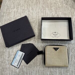EUC Prada Full Inclusion Tan & Black Tessuto Vintage Wallet